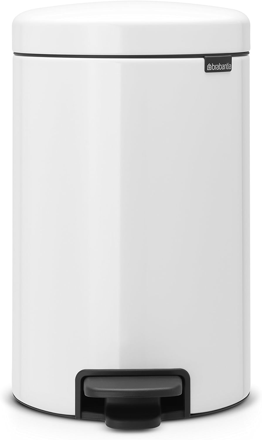 Brabantia 113864 Treteimer mit Inneneimer aus Metall, plastik metall, weiss, 12 Liter, Weiss 12 Lite