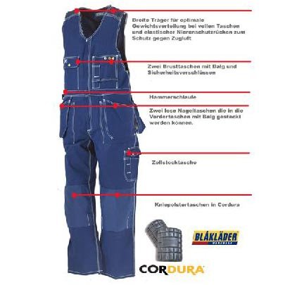 Blaklader 26501370 ÄRMELLOSE OVERALLS, Marineblau, grootte C150 Navy Blue C150, Navy Blue C150