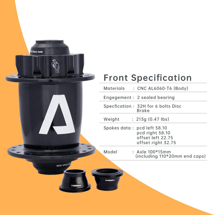 ALAUDARK Lark Bike hub 32H for Dirt Jump BMX Single Speed Axle Front 100mm Black