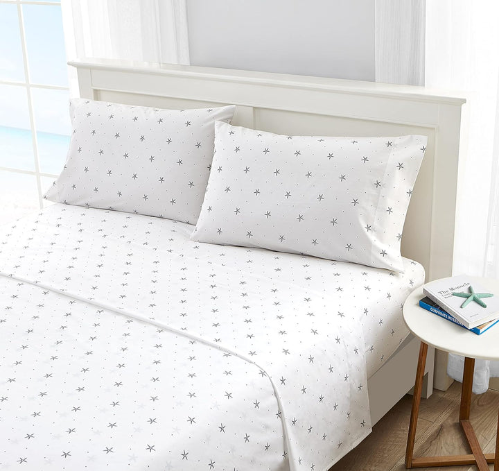 Nautica - Twin XL Bettlaken, Baumwoll-Perkal-Bettwäsche-Set, Küstendekoration, Schlafsaal Essentials
