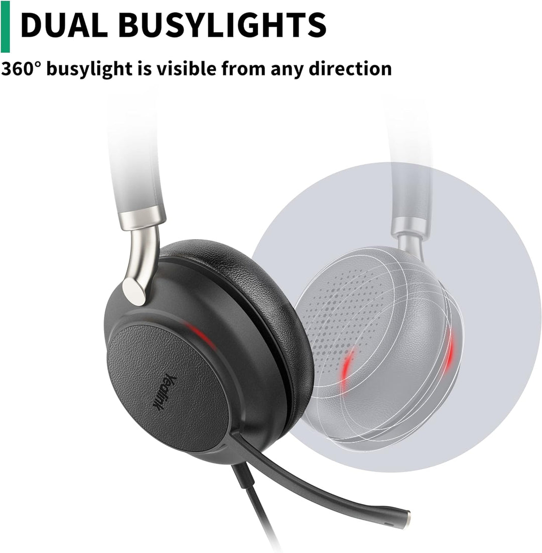 Yealink USB Headset UH38,Microsoft Teams Zertifizierte Stereo Kopfhörer mit Noise Cancelling Mikrofo