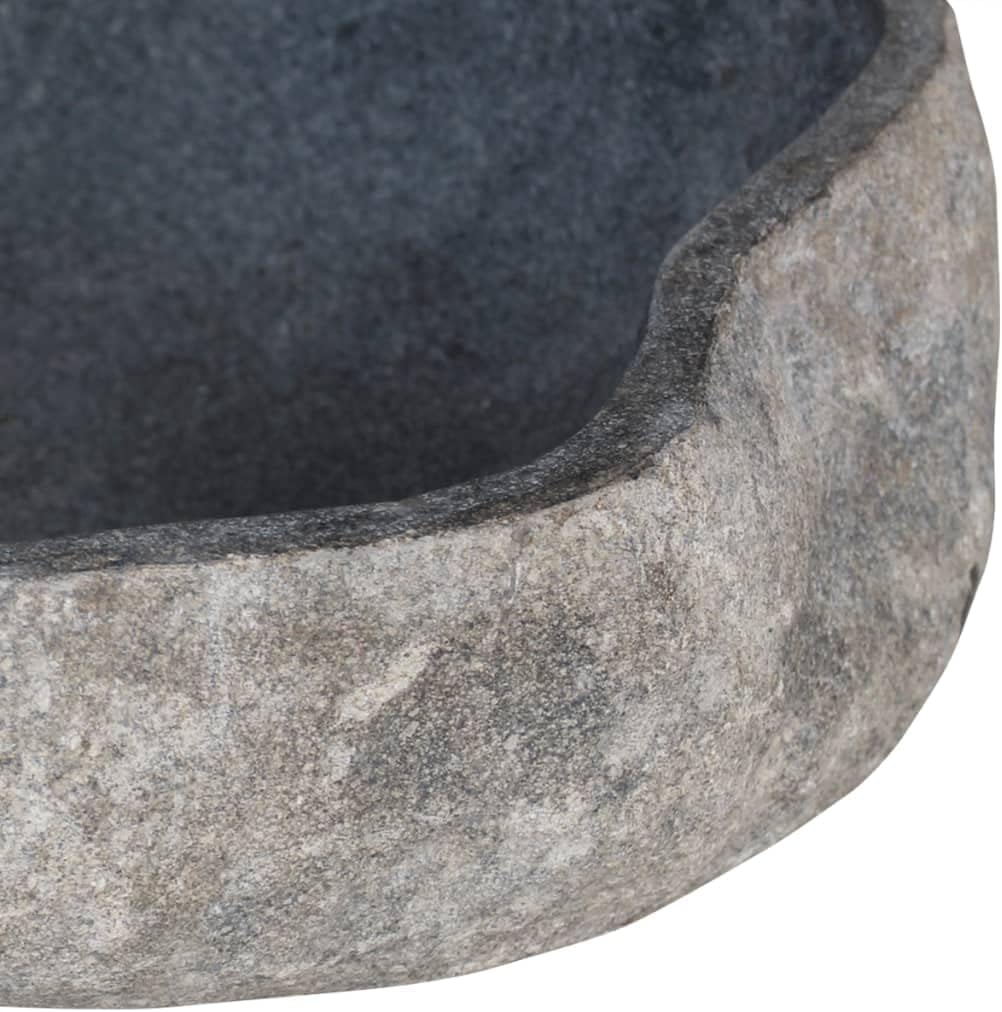 WIFESE Waschbecken Flussstein Oval 30-37 cm Anthrazit Naturstein Waschbecken Badezimmermöbel Waschti