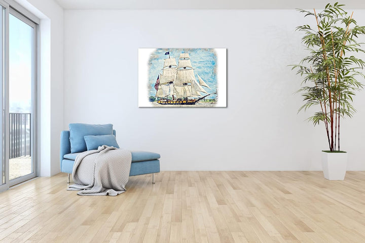 deyoli altes Flaggschiff Format: 80x60 als Leinwandbild, Motiv fertig gerahmt auf Echtholzrahmen, Ho