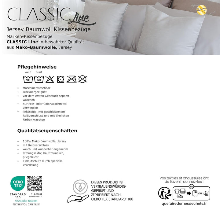 aqua-textil Classic Line Kissenbezug 2er-Set 40 x 200 cm anthrazit grau Baumwolle Seitenschläferkiss