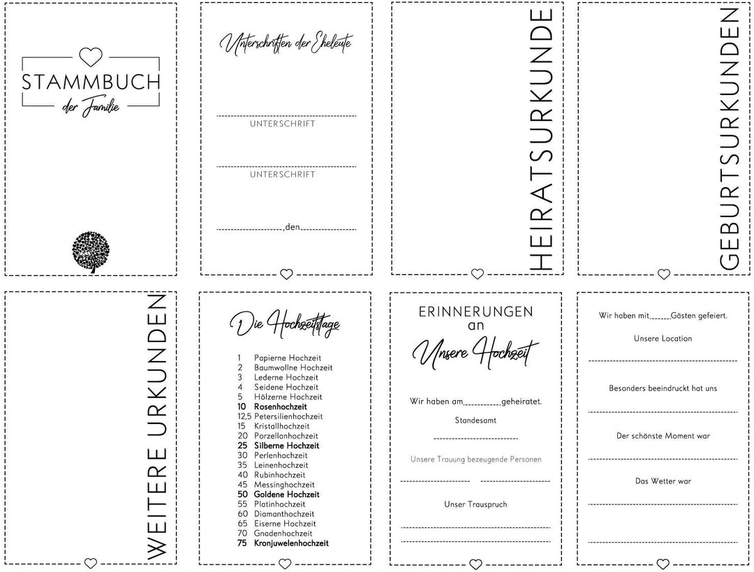 Hochzeitideal - Stammbuch der Familie Geometric grau DIN A5 - Buchbinderleinen Stammbuch Hochzeit -
