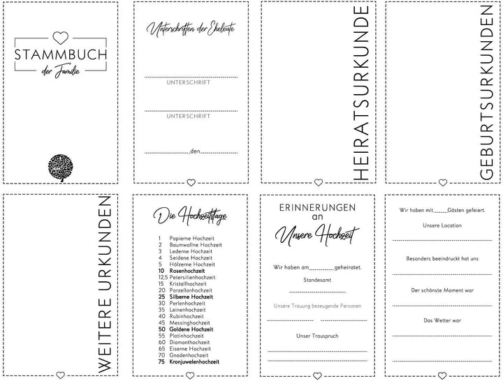 Hochzeitideal - Stammbuch der Familie Geometric grau DIN A5 - Buchbinderleinen Stammbuch Hochzeit -