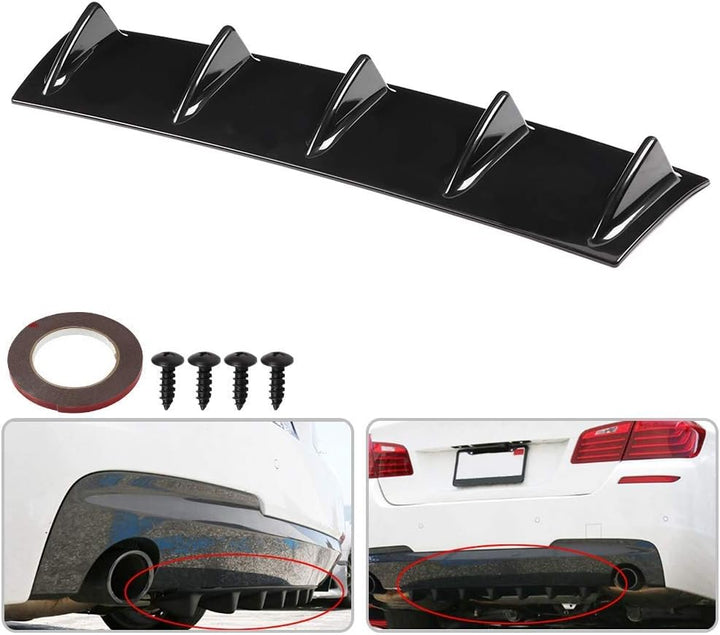 KIMISS Universal Bumper Lippendiffusor Splitter, Auto Heckstossstange Chassis Shark Fin Spoiler Wing