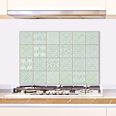 Queence | Küchen Spritzschutz „Fliesenmuster“ 60x40 cm| Küchenrückwand | Alu-DiBond | Fliesenschutz