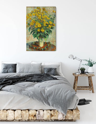 Generisch Claude Monet - Topinambur Blumen als Leinwandbild / Grösse: 100x70 cm / Wandbild / Kunstdr