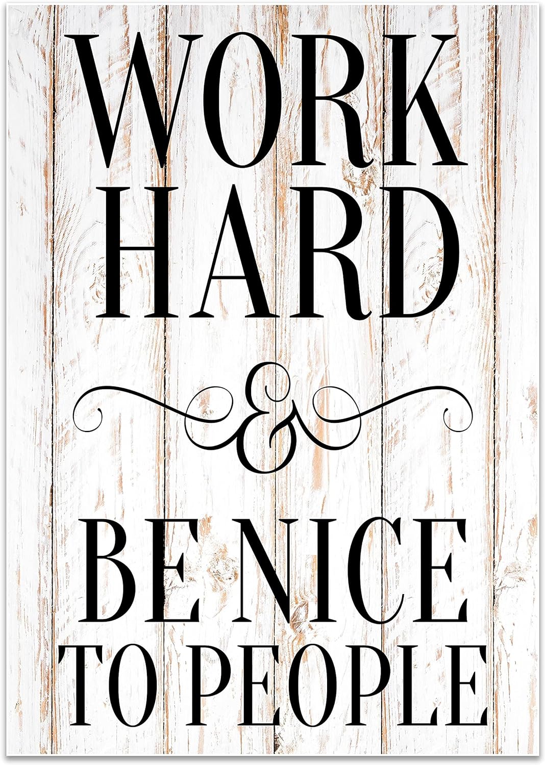 wandmotiv24 Poster als Wanddeko, Grösse Din A0, Work Hard, be Nice, Holz hell, Moderne Wanddeko, Wan