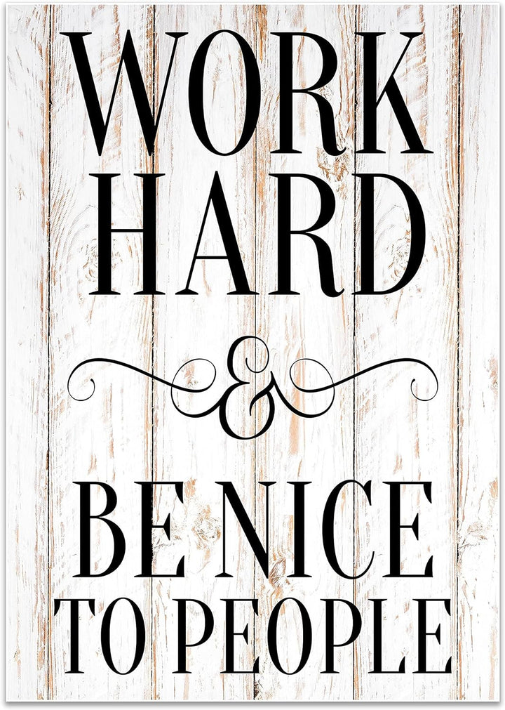 wandmotiv24 Poster als Wanddeko, Grösse Din A0, Work Hard, be Nice, Holz hell, Moderne Wanddeko, Wan