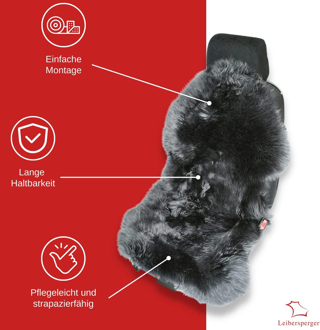 Hochwertige Autofell Sitzauflage für Ledersitz – Geeignet für Jede Jahreszeit – Einfache Montage - U