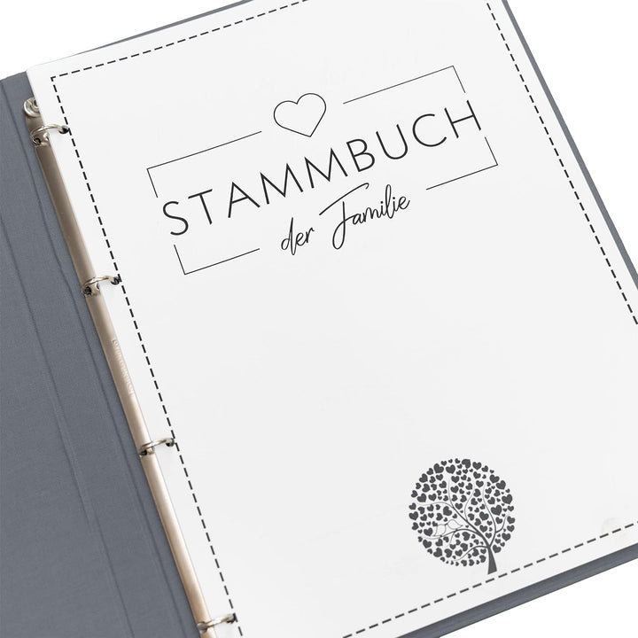 Hochzeitideal - Stammbuch der Familie Geometric grau DIN A5 - Buchbinderleinen Stammbuch Hochzeit -