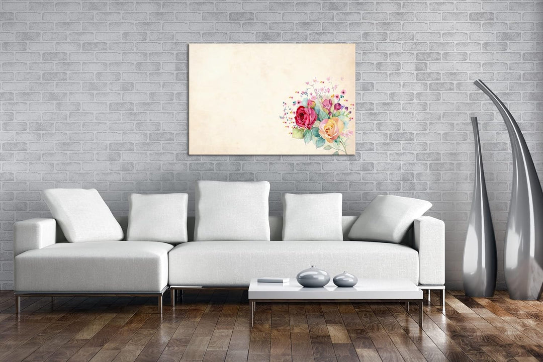 deyoli farbenfroher Blumenstrauss Format:75x50 cm als Leinwandbild, Motiv fertig gerahmt auf Echthol