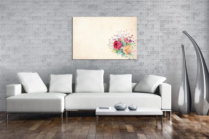 deyoli farbenfroher Blumenstrauss Format:75x50 cm als Leinwandbild, Motiv fertig gerahmt auf Echthol