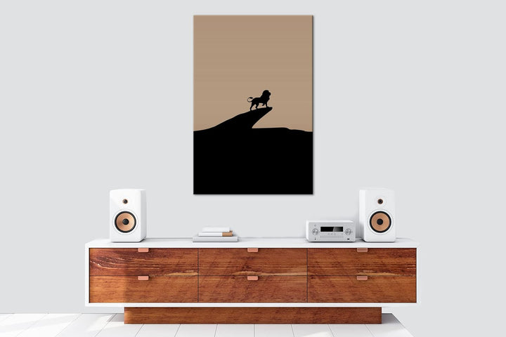 deyoli Löwe auf steinernen Felsen Format: 80x60 Effekt: Sepia als Leinwandbild, Motiv fertig gerahmt