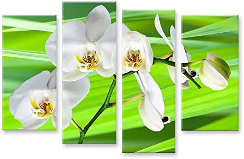 islandburner Bild Bilder auf Leinwand Green Flower Blumen 4er XXL Poster Leinwandbild Wandbild Dekoa