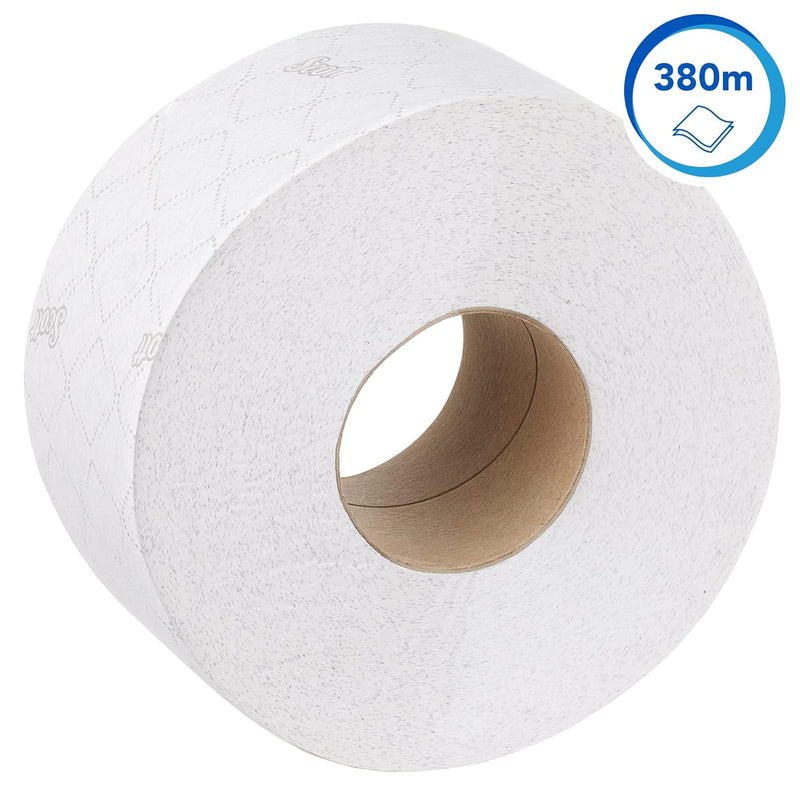 Scott Essential Toilettenpapier, Jumbo Toilettenpapierrolle, 2-lagig, 6 Rollen x 380 m, Weiss, 8511