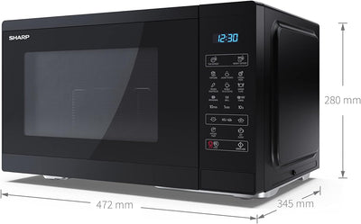 SHARP YC-MG252AE-B Mikrowelle mit Grill (Mikrowelle: 900W, Grill: 1000W, 11 Leistungsstufen, Auftauf