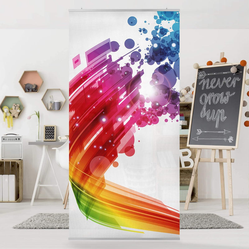 Bilderwelten Raumteiler Rainbow Wave and Bubbles 250x120cm ohne Halterung, ohne Halterung