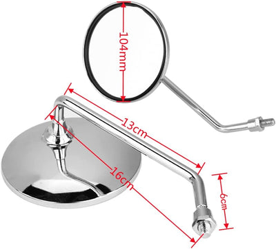 KIMISS 1 Paar 8mm Motorrad Spiegel Rückspiegel Runde Rückspiegel Lenkerendenspiegel Galvanik ist gee