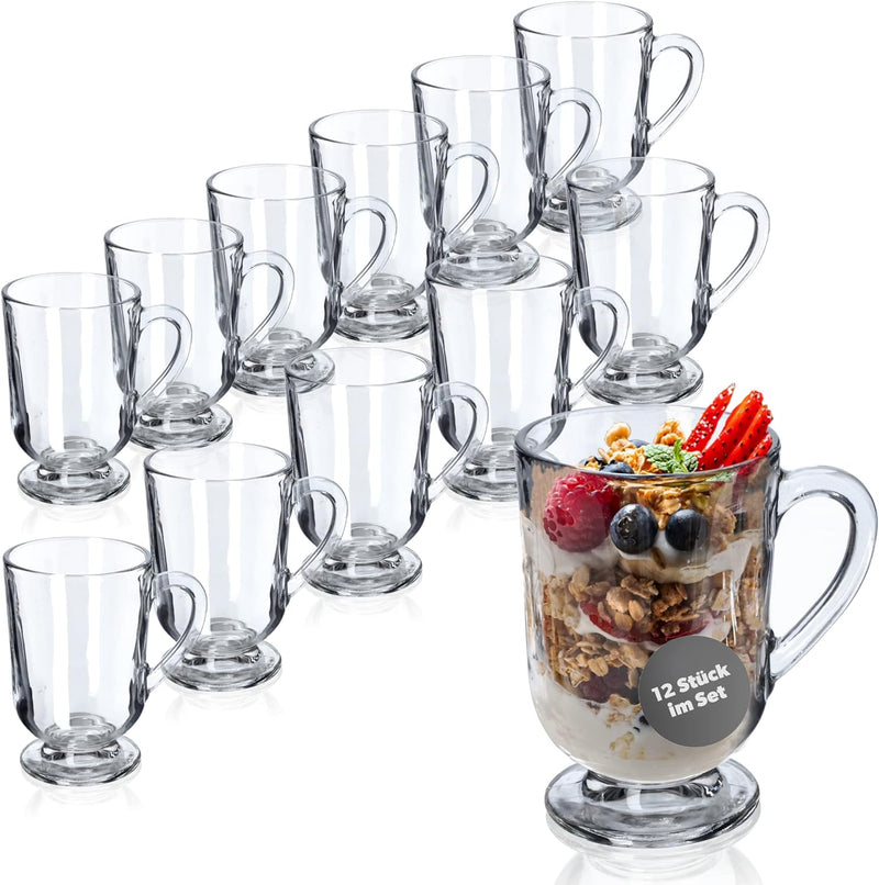 KADAX Kaffeegläser Set, 300ml, Teegläser aus Glas, Glühweingläser, Trinkgläser für Tee, Kaffee, Iris