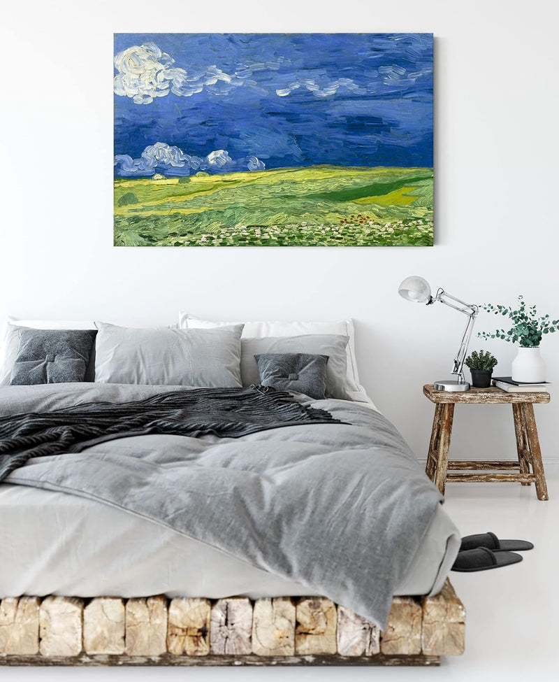 Vincent Van Gogh - Weizenfeld unter Gewitterwolken als Leinwandbild / Grösse: 100x70 cm / Wandbild /