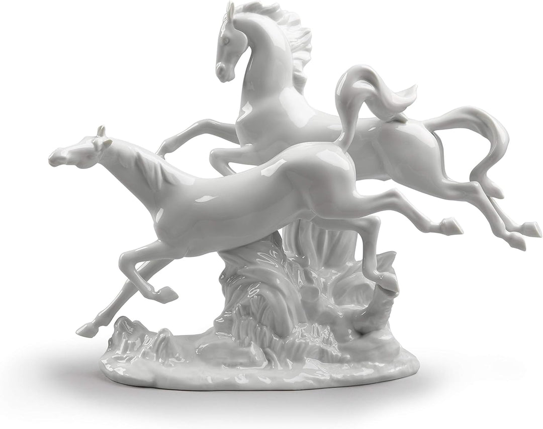 LLADRÓ Figur Pferde Im Galopp. Weiss. Pferde. Porzellan.