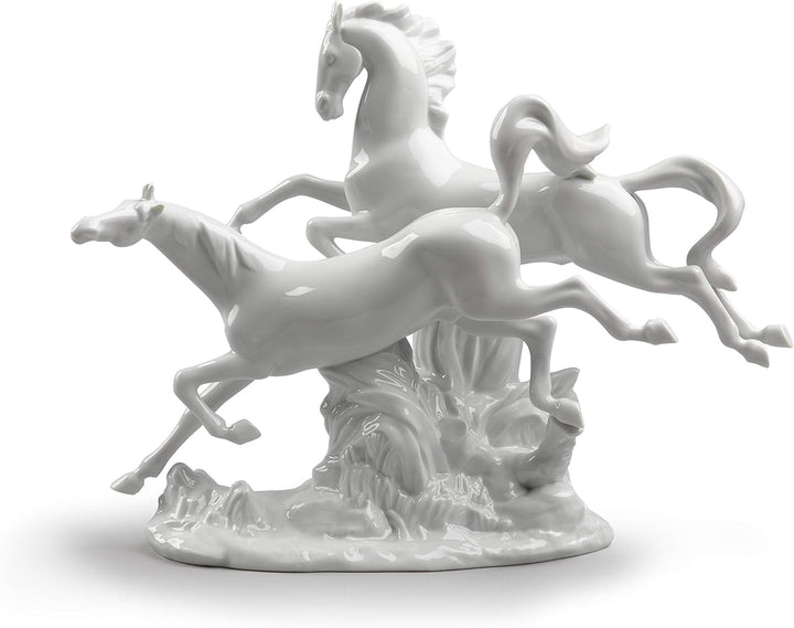 LLADRÓ Figur Pferde Im Galopp. Weiss. Pferde. Porzellan.