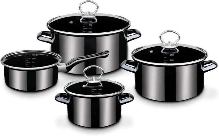GSW Kochtopf-Set Profi-Black-Star – hochwertiges Topfset bestehend aus 3 Töpfen und 1 Kasserolle, in
