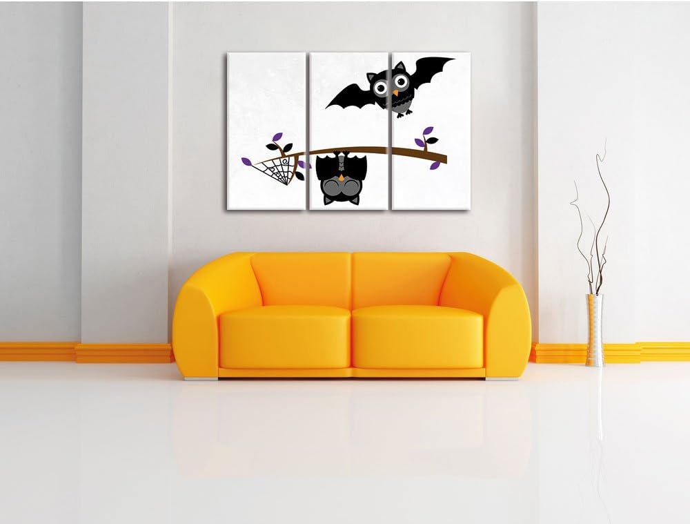Pixxprint Fledermaus Eulen an AST als Leinwandbild/Grösse: 3 Teilig (120x80) cm/Wandbild/Kunstdruck/