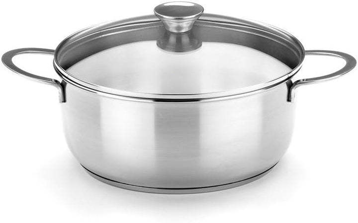 BRA Ancora Stieltopf, Edelstahl 18/10 mit Deckel aus Glas, 22 cm, 22 cm