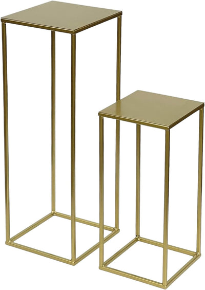 DanDiBo Blumenhocker Metall Gold Eckig 2er Set Blumenständer Beistelltisch 96406 Blumensäule Modern