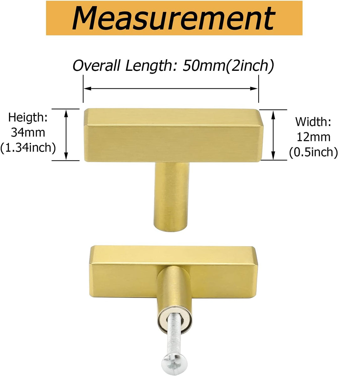 goldenwarm LS1212GD Möbelknöpfe, gebürstetes Messing, quadratisch, goldfarben, für Küchenschränke, S