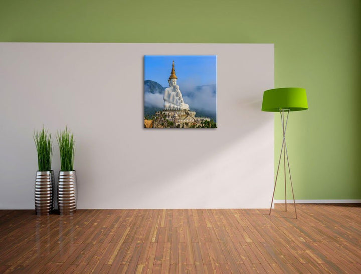 Pixxprint grosse Buddha-Skulptur in Thailand, Format: 70x70 auf Leinwand, 70x70