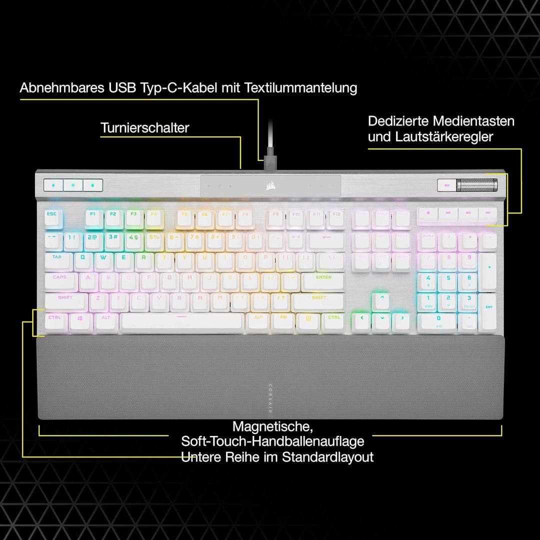 CORSAIR K70 PRO RGB Optisch-Mechanische Kabelgebundene Gaming-Tastatur - OPX Linear-Schalter - PBT D