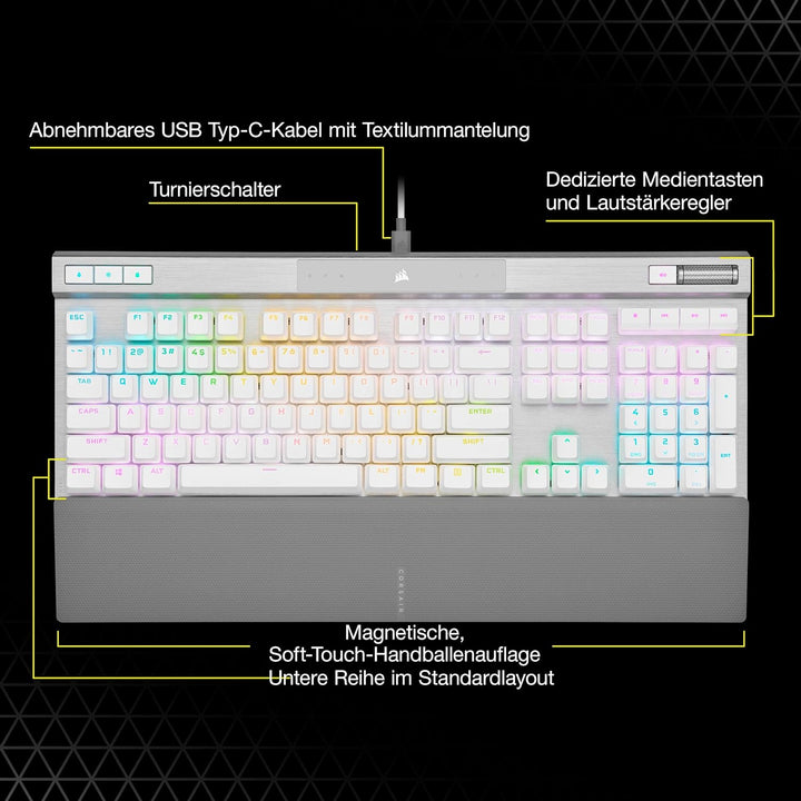 CORSAIR K70 PRO RGB Optisch-Mechanische Kabelgebundene Gaming-Tastatur - OPX Linear-Schalter - PBT D