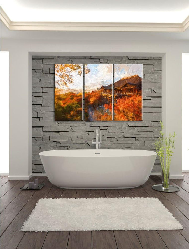 Pixxprint Majestätisches Japanisches Gebäude als Leinwandbild/Grösse: 3 Teilig (120x80 cm) cm/Wandbi