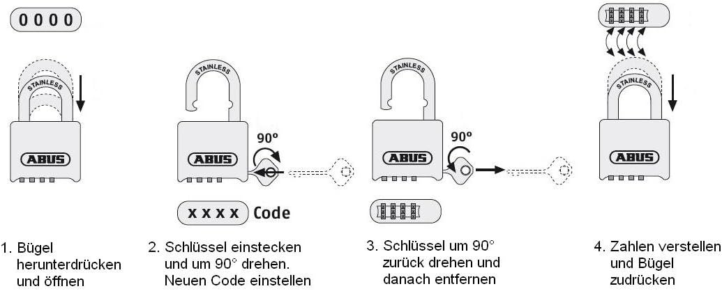 ABUS Zahlenschloss 180IB/50HB63 - Vorhängeschloss mit hohem Bügel - wetterfest - mit einstellbarem Z