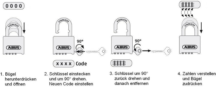 ABUS Zahlenschloss 180IB/50HB63 - Vorhängeschloss mit hohem Bügel - wetterfest - mit einstellbarem Z