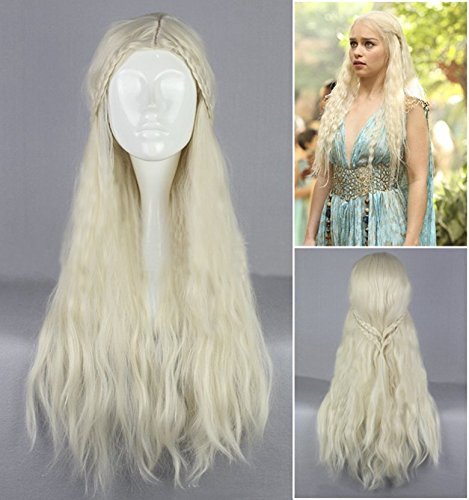 Sehr hochwertige GOT Erwachsenen Perücke mit Wellen blond 75 cm LARP