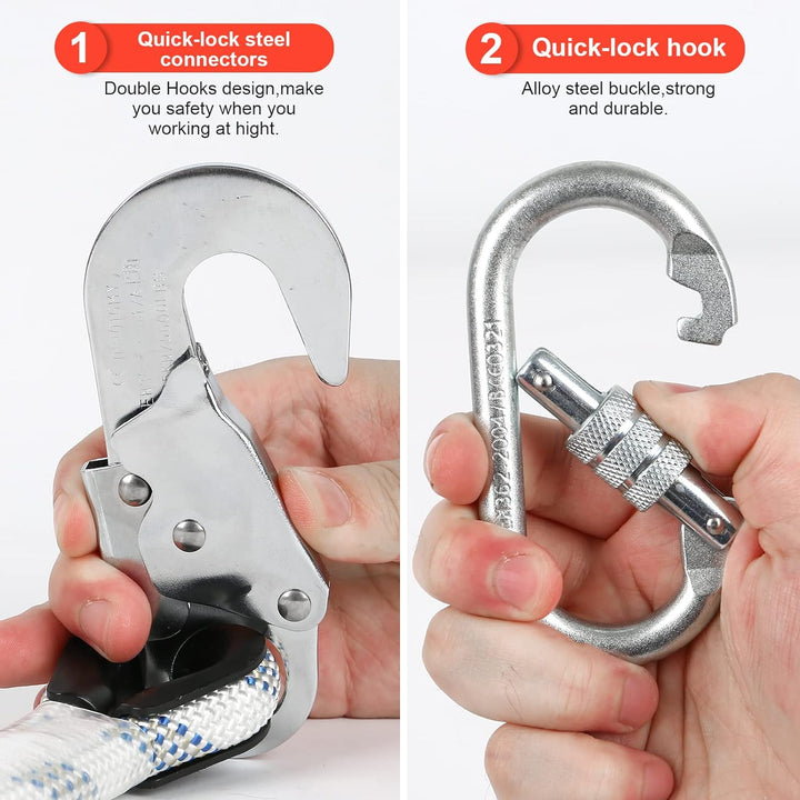 MENAYODA Verstellbare Positionierungsseil, Halteseil mit Seilkürzer PROT-3, Safety Absturzsicherung