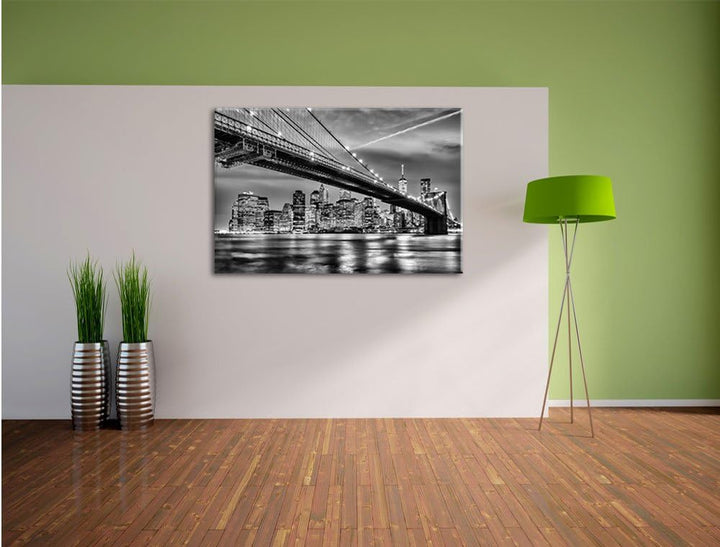 Pixxprint Monocrome, New York Brooklyn Bridge, Format: 100x70 auf Leinwand, 100x70