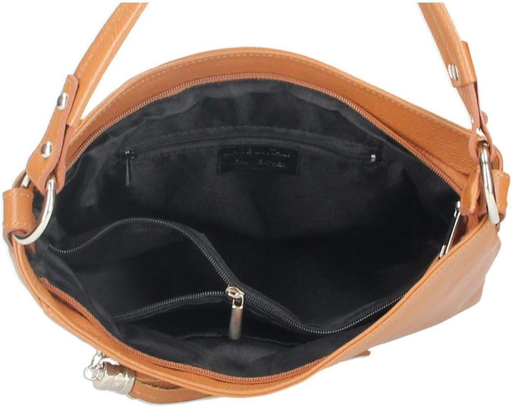 Made in Italy Damen Leder Tasche Shopper Schultertasche City Bag Crossover Umhängetasche Henkeltasch