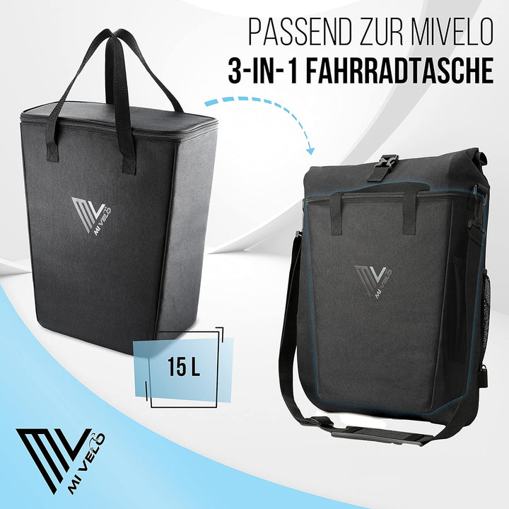 MIVELO - Kühltasche Fahrrad - Einsatz für Fahrradtaschen Gepäckträger - Einkaufstasche faltbar - Pic