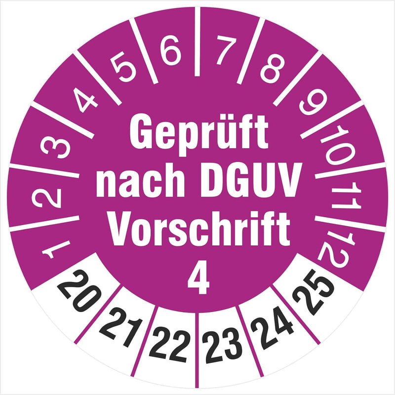 500 Prüfetiketten 18 mm geprüft nach DGUV Vorschrift 4 Prüfplaketten 2020-2025 500 18mm Durchmesser,