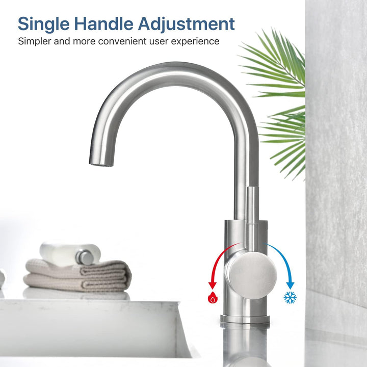 Niederdruck Armatur Küche/Bad, 360° Drehbar Wasserhahn Niederdruck, Einhebelmischer Waschtischarmatu