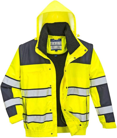 Portwest Klassische Warnschutz-Pilotjacke, Grösse: XXXL, Farbe: Gelb/Schwarz, C466YBRXXXL 3XL gelb /