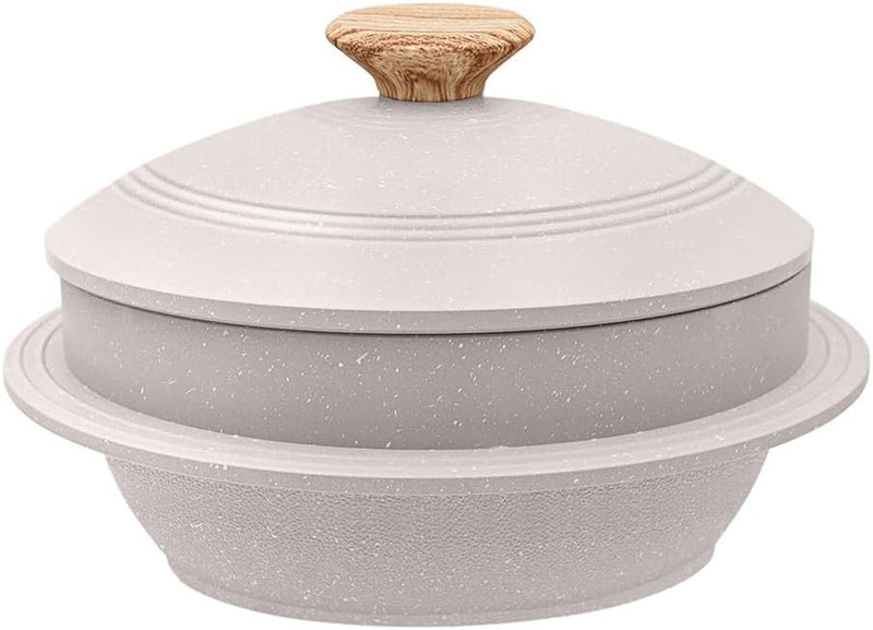 Bobikuke Koreanische Steinschale mit Deckel, 24 cm Dolsot Bibimbap Schale für Hot Pot Suppe - Weiss