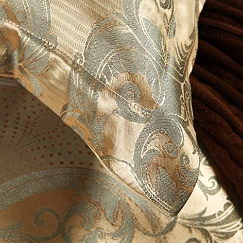 DXHOME Bettwäsche 155x220 cm Gold Satin Wendebettwäsche Jacquard Bettwaesche mit Golden Blumen Roman